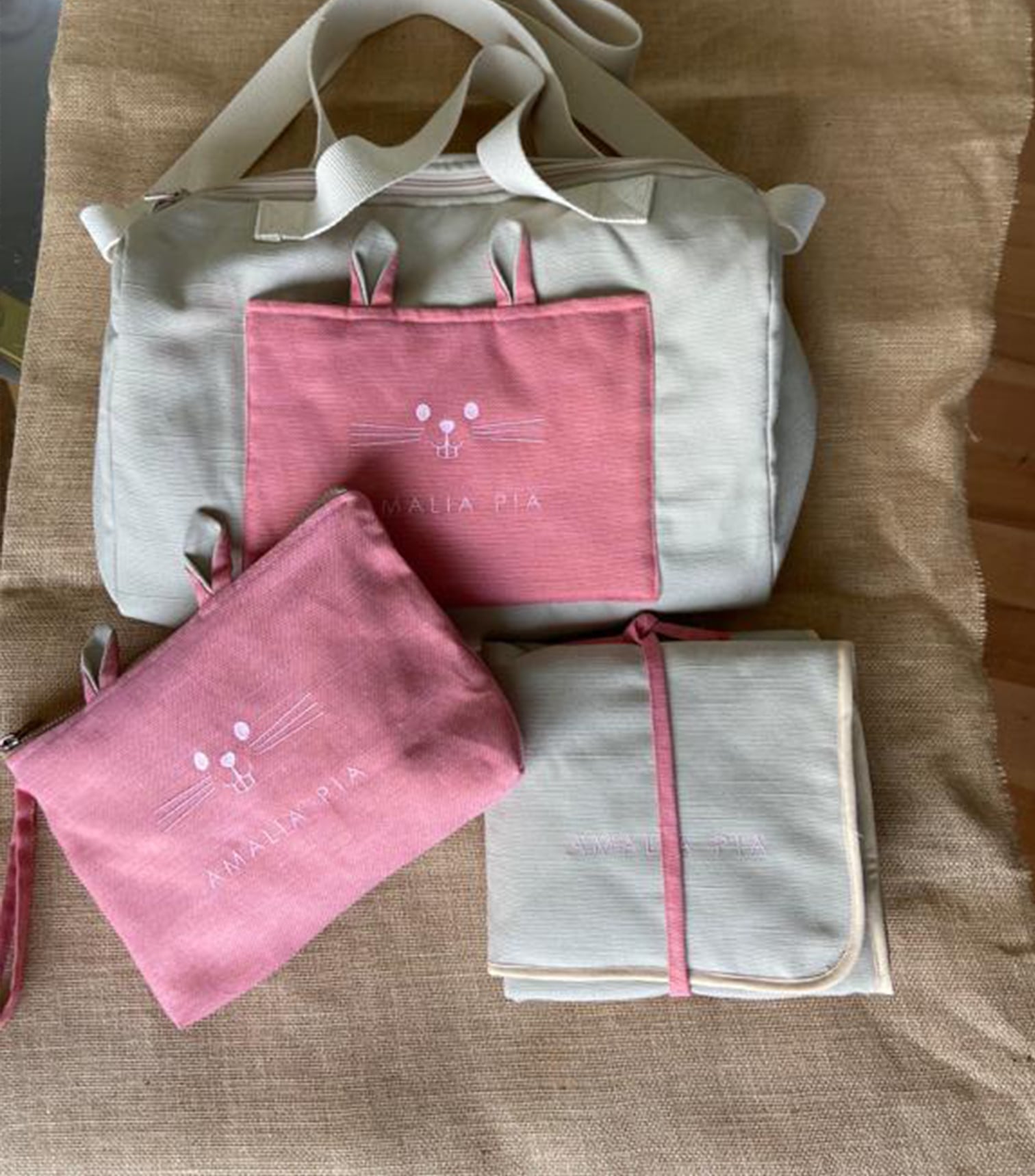 Bolsón Bebé Beige y Rosa