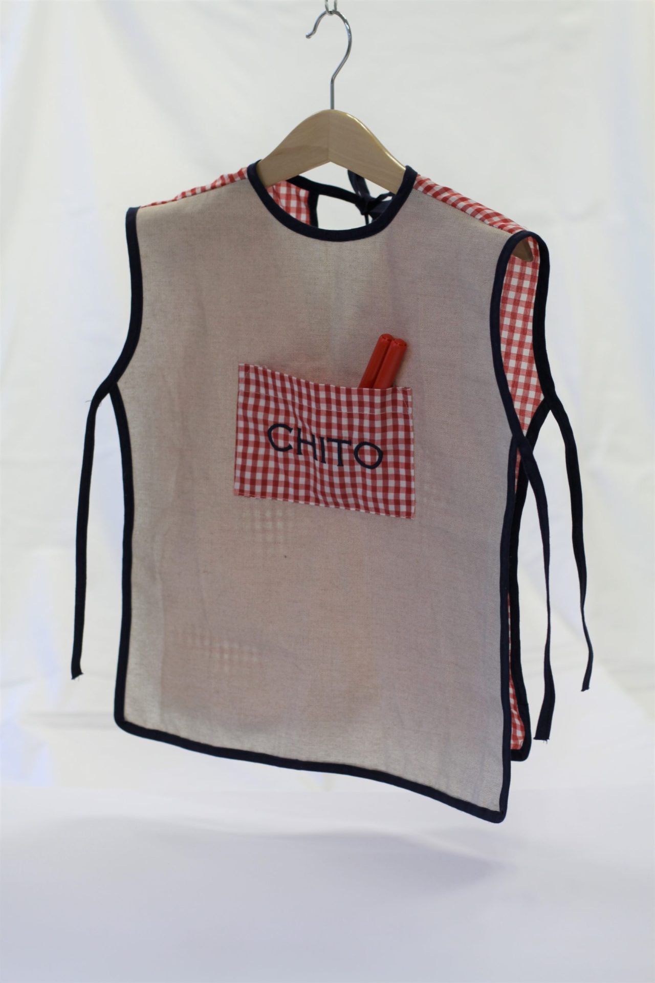 Delantal Babero Vichy Rojo