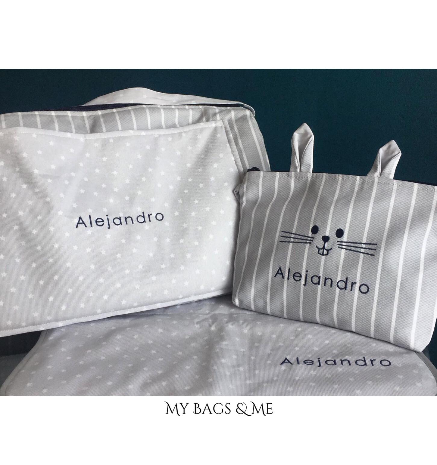 Bolsón Bebé Rayas Gris