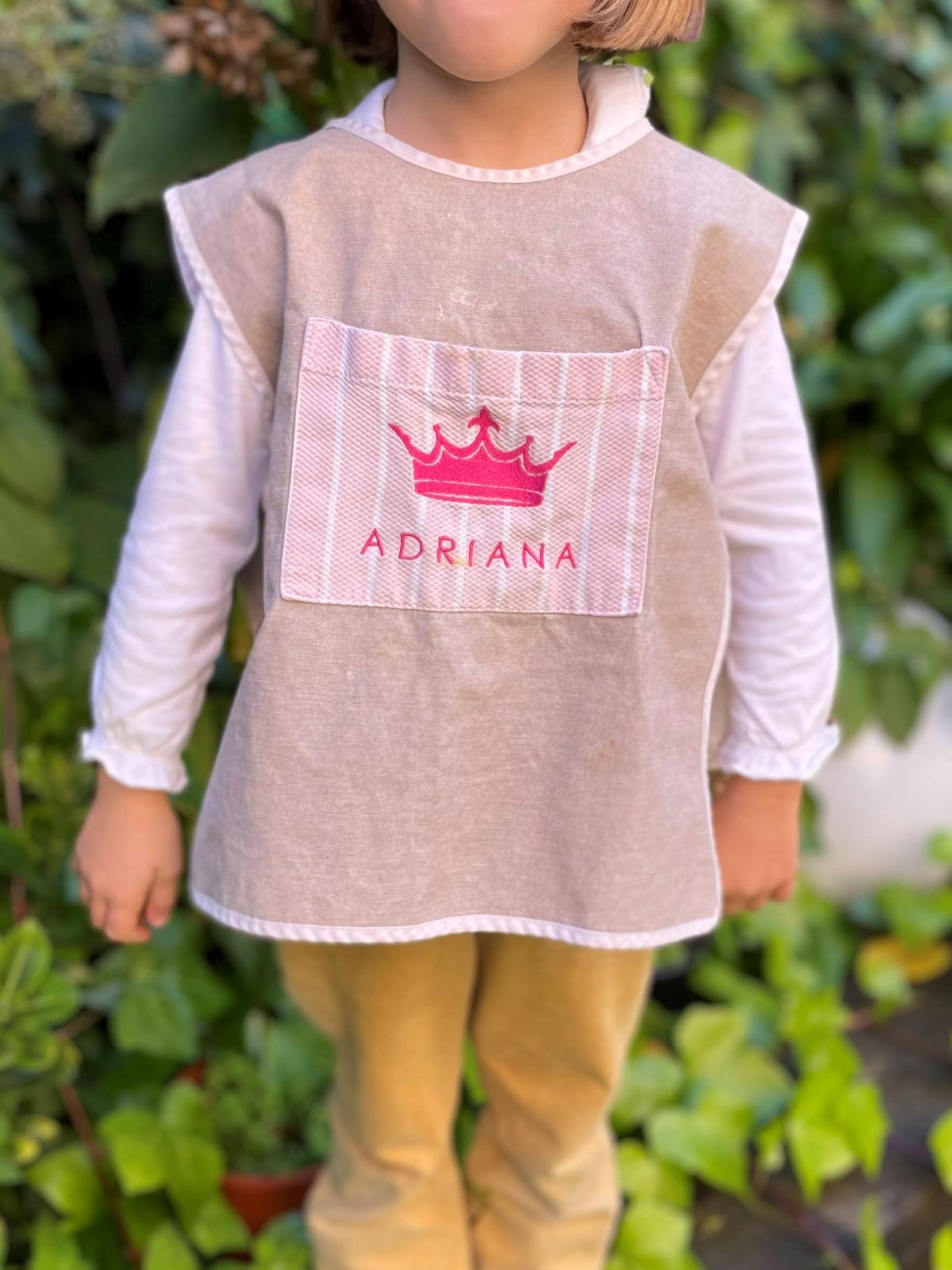 Delantal Babero Rayas Rosas